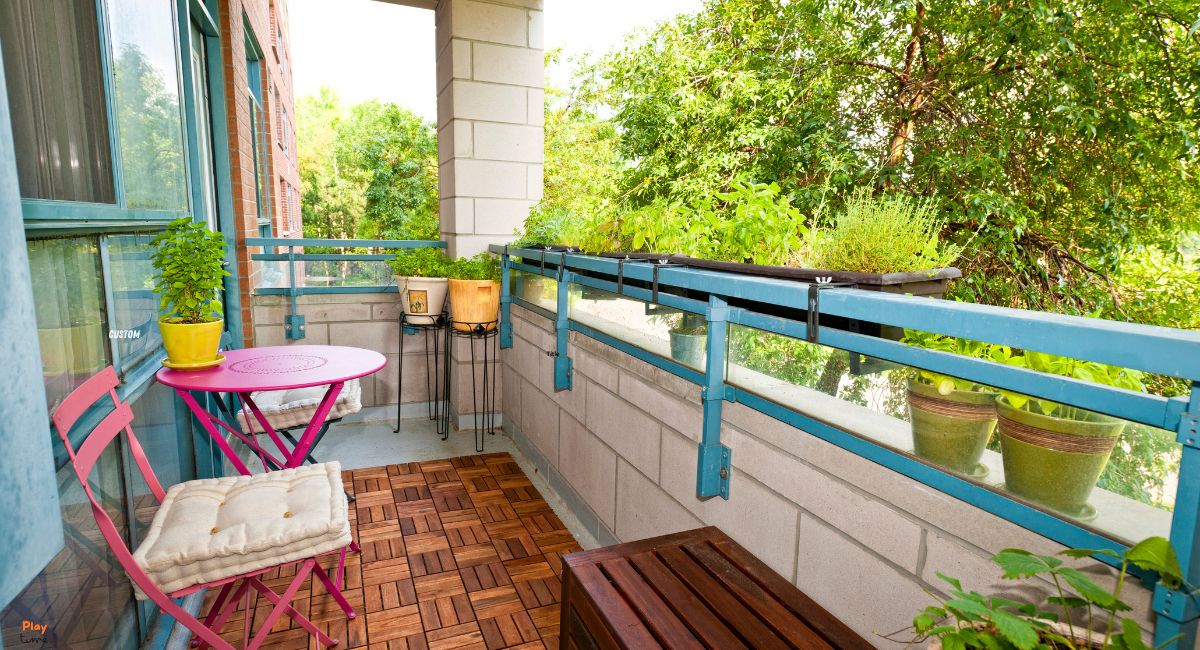 Balcony Design with colourful planters